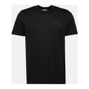 Moncler Svart T-shirt med broderad logotyp Black, Herr