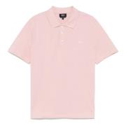 A.P.C. Bomullspolotröja med 3 knappar Pink, Herr