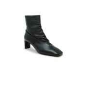 DEL CARLO Svarta läder ankelboots Fw24 Black, Dam