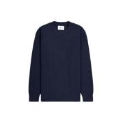 NN07 Rundhalsad Ribbstickad Pullover Blue, Herr