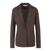 MALIPARMI Jersey Blazer med Reguljär Revers Krage Brown, Dam