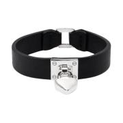 AMBUSH Silverhjärtat Läderarmband Black, Dam