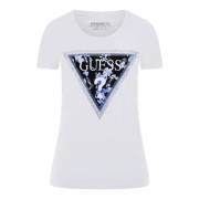 Guess Triangel Blomma T-shirt White, Dam