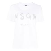 MSGM Avslappnad Bomull T-shirt White, Dam