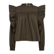 Co'Couture Cottoncc Crisp Frill Blus Green, Dam