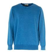 CASHMERE COMPANY Herr Crewneck Långärmad Tröja Blue, Herr