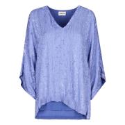 P.A.R.O.S.H. Paljettblus med Asymmetrisk Nederkant Purple, Dam