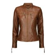 BTFCPH Bikerjacka i läder 10245 Mörk Cognac Brown, Dam