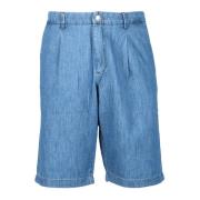 Daniele Alessandrini Bomull Bermuda Shorts med Veck Blue, Herr