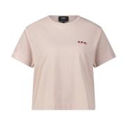 A.P.C. Pastel Boxy Fit T-shirt med Logo Pink, Dam