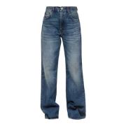 Haikure Blå Stone Wash Straight Leg Jeans Blue, Dam