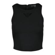 Emporio Armani Elegant Topp med Stretchigt Tyg Black, Dam