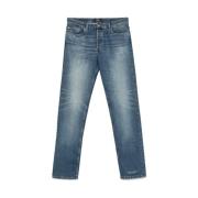 A.P.C. Indigo Blå Knapp Fly Jeans Blue, Herr