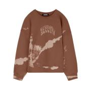 BARROW Bomulls Crewneck Sweatshirt med Färgstänkseffekt Brown, Herr