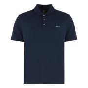 A.P.C. Bomullspolo med ribbad krage Blue, Herr