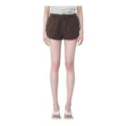 ENTIRE STUDIOS Bomullsfleece Micro Shorts Brown, Dam