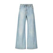 MSGM Klassiska Bomull Straight Leg Jeans Blue, Dam