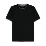 Barba Svart bomullst-shirt med rund hals Black, Herr