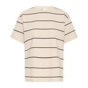 ICHI Randig Topp T-shirt Kortärmad Mjuk Beige, Dam