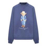 Polo Ralph Lauren Blå Sweatshirt med Polo Bear Print Blue, Dam