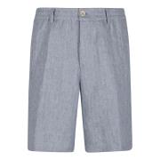 Brunello Cucinelli Délavé Linne Bermuda Shorts Blue, Herr