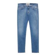 Roy Roger's Denim Stickade Byxor Real Wash Blue, Herr