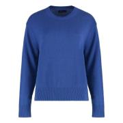 Polo Ralph Lauren Räfflad Bomull Crew-Neck Tröja Blue, Dam