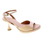 ANGEL ALARCON Nude Läder Korsrem Sandaler Pink, Dam