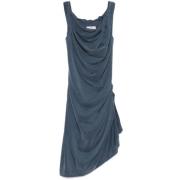 Vivienne Westwood Blå Sidoslits Cowl Neck Klänning Blue, Dam