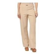 Fracomina Beige Bootcut Byxor med Gyllene Applikationer Beige, Dam