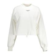 Calvin Klein Vit Bomullssweatshirt med Midjedragkedja White, Dam