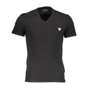 Guess Slim V-Hals Bomull T-Shirt med Logo Black, Herr