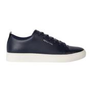 Paul Smith Vita Läder Sneakers med Sports Stripe Blue, Herr