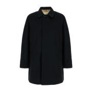 Burberry Svart trenchcoat med dold stängning Black, Herr