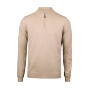 Stenströms Beige Merino Wool Half Zip Sweater Beige, Herr