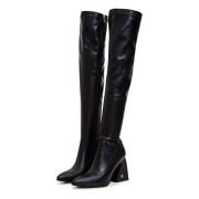 Cesare Gaspari Suede Over the Knee Boots Black, Dam