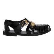 Moschino Justerbar Rem Jelly Sandaler Enkel Mönster Black, Dam