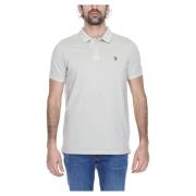 U.S. Polo Assn. Beige Polo Knappfästning Kort Ärm Beige, Herr