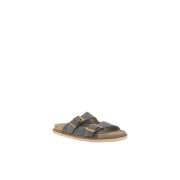 Brunello Cucinelli Mocka Dubbel Spänne Sandaler Gray, Herr