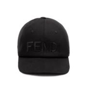 Fendi Svart Logobasebollkeps Justerbar Rem Black, Herr