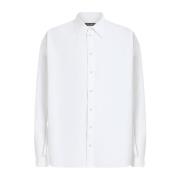 Dolce & Gabbana Vit Button-Up Skjorta med Box-Pleat Detalj White, Herr