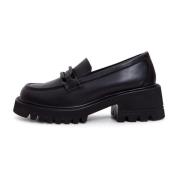 Cesare Gaspari Läder Classic Block Heel Loafers - Svart Black, Dam