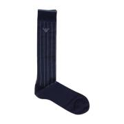 Emporio Armani Blå Pinstripe Dress Socks Blue, Herr