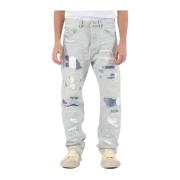 Purple Brand Straight Leg Denim Jeans Frayed Blue, Herr