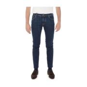 Jacob Cohën Slim Fit Blå Jeans med Guld Sömmar Blue, Herr