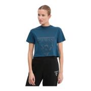 Guess Blått Logotyp Bomull T-shirt Blue, Dam