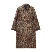 Stella McCartney Leopardmönstrad Bältes Trenchcoat Brown, Dam