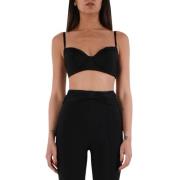 Elisabetta Franchi Satinrosett Crepe Topp Black, Dam