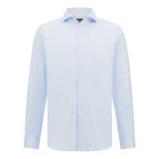 Boggi Milano Regular Fit Randig Bomull och Linneskjorta Blue, Herr