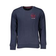 La Martina Blått broderat sweatshirt med rund hals Blue, Herr